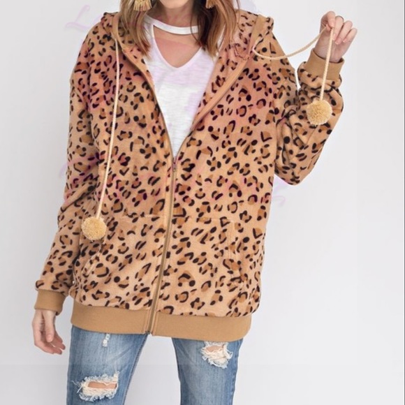 Jackets & Blazers - Animal Printed Fur Jacket- CAMAL